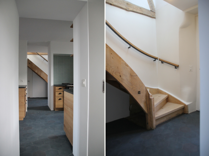 Durchgang von Badezimmer-Küche-Korridor | Treppenaufgang
